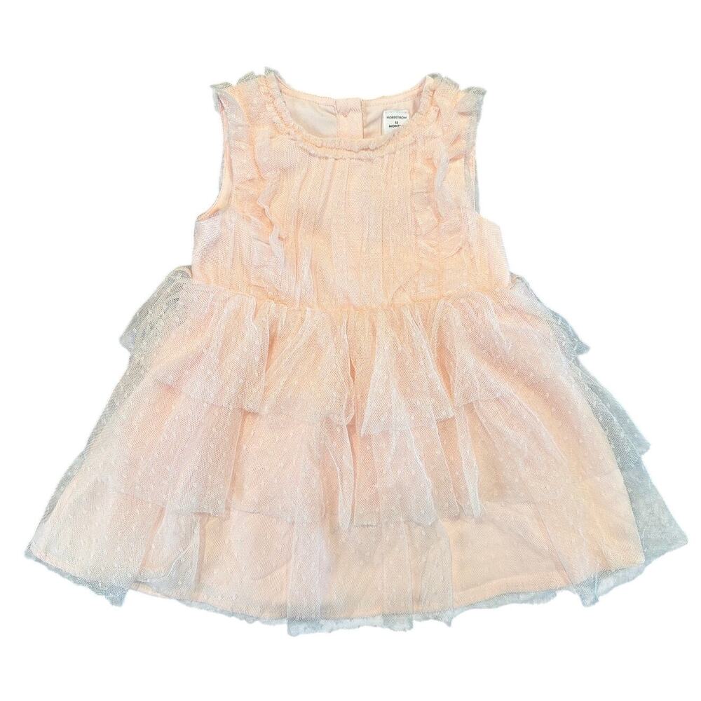 NWT Nordstrom Baby Tiered Tulle Dress with Bloomers, Pink, Baby Girl 12 Months